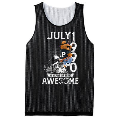 33rd Birthday Gifts Vintage July 1990 33 Years Old Mesh Reversible Basketball Jersey Tank