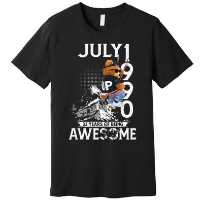 33rd Birthday Gifts Vintage July 1990 33 Years Old Premium T-Shirt