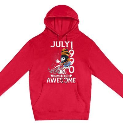 33rd Birthday Gifts Vintage July 1990 33 Years Old Premium Pullover Hoodie