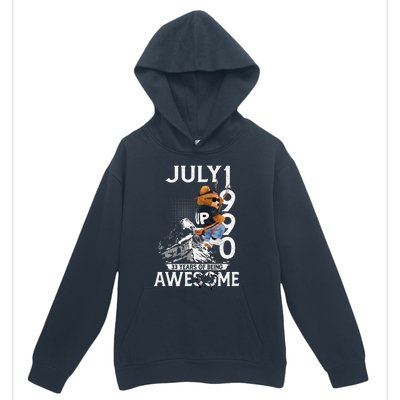 33rd Birthday Gifts Vintage July 1990 33 Years Old Urban Pullover Hoodie