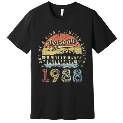 35th Birthday Gift Awesome Since January 1988 35 Year Old Premium T-Shirt