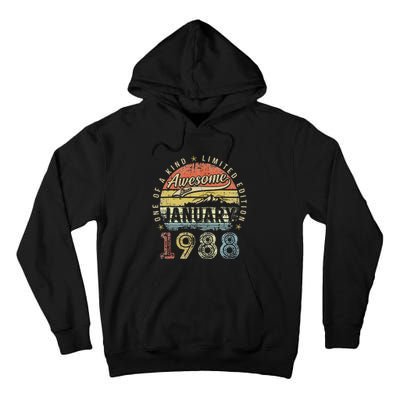 35th Birthday Gift Awesome Since January 1988 35 Year Old Tall Hoodie