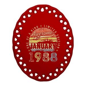 35th Birthday Gift Awesome Since January 1988 35 Year Old Ceramic Oval Ornament