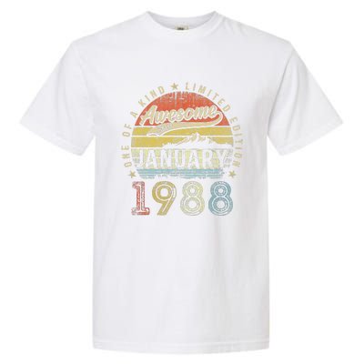 35th Birthday Gift Awesome Since January 1988 35 Year Old Garment-Dyed Heavyweight T-Shirt