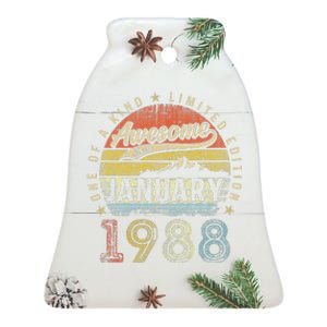 35th Birthday Gift Awesome Since January 1988 35 Year Old Ceramic Bell Ornament