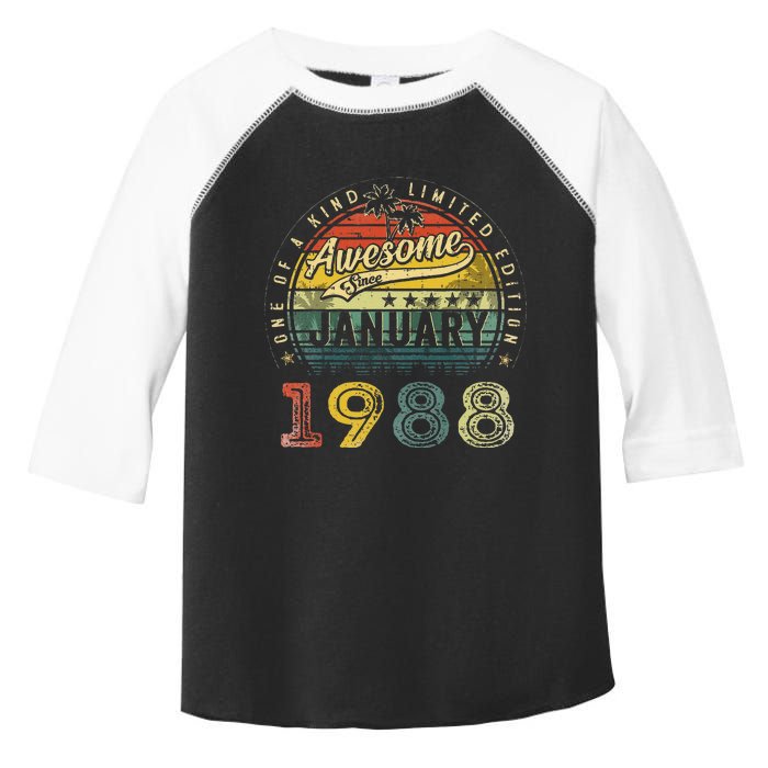 35th Birthday Gift Awesome Since January 1988 35Year Old Toddler Fine Jersey T-Shirt