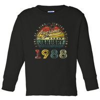 35th Birthday Gift Awesome Since January 1988 35Year Old Toddler Long Sleeve Shirt