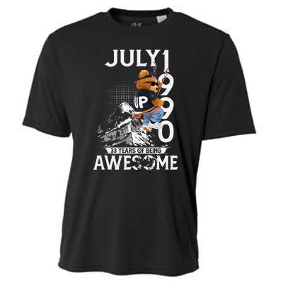 33rd Birthday Gifts Vintage July 1990 33 Years Old Cooling Performance Crew T-Shirt