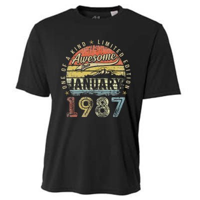 36th Birthday Gift Awesome Since January 1987 36 Year Old Cooling Performance Crew T-Shirt