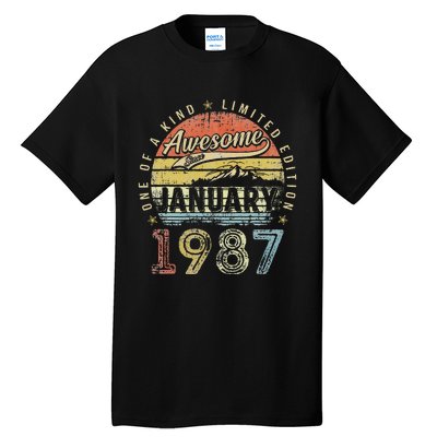 36th Birthday Gift Awesome Since January 1987 36 Year Old Tall T-Shirt