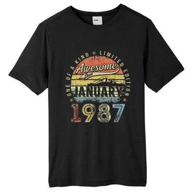 36th Birthday Gift Awesome Since January 1987 36 Year Old Tall Fusion ChromaSoft Performance T-Shirt