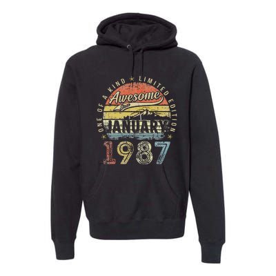 36th Birthday Gift Awesome Since January 1987 36 Year Old Premium Hoodie