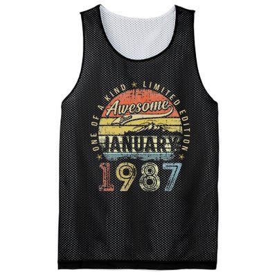 36th Birthday Gift Awesome Since January 1987 36 Year Old Mesh Reversible Basketball Jersey Tank