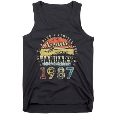 36th Birthday Gift Awesome Since January 1987 36 Year Old Tank Top