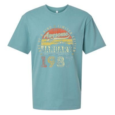 36th Birthday Gift Awesome Since January 1987 36 Year Old Sueded Cloud Jersey T-Shirt