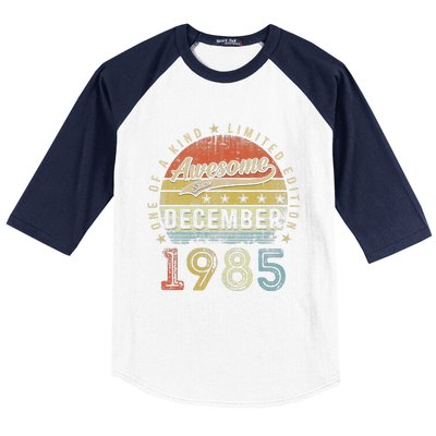 37th Birthday Gift Awesome Since December 1985 37 Year Old Baseball Sleeve Shirt