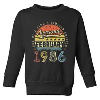 37th Birthday Gift Awesome Since February 1986 37 Year Old Love Cute Toddler Sweatshirt