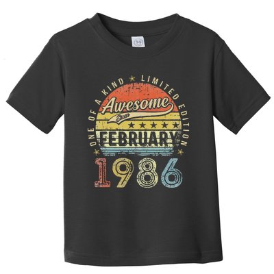 37th Birthday Gift Awesome Since February 1986 37 Year Old Love Cute Toddler T-Shirt