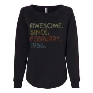 37th Birthday Gift Awesome Since February 1986 37 Year Old Womens California Wash Sweatshirt