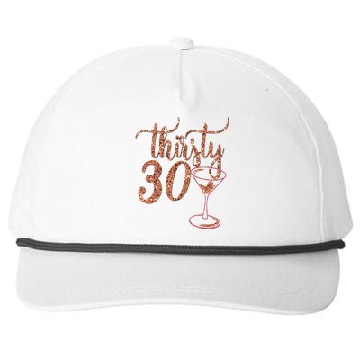 30th Birthday Giftsy Rose Gold Thirsty 30 Thirty Snapback Five-Panel Rope Hat