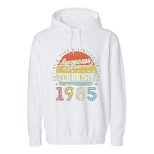 38th Birthday Gift Awesome Since February 1985 38 Year Old Love Cute Garment-Dyed Fleece Hoodie