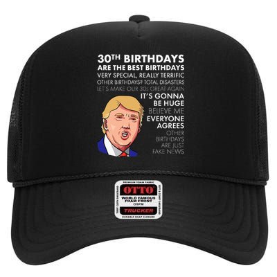 30th Birthday Gift Funny Trump Quote High Crown Mesh Back Trucker Hat