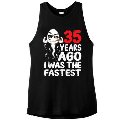  35th Birthday Gag dress 35 Years Ago I Was The Fastest Funny Ladies PosiCharge Tri-Blend Wicking Tank