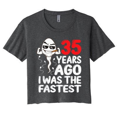  35th Birthday Gag dress 35 Years Ago I Was The Fastest Funny Women's Crop Top Tee