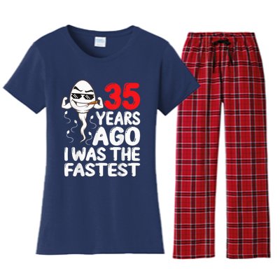  35th Birthday Gag dress 35 Years Ago I Was The Fastest Funny Women's Flannel Pajama Set