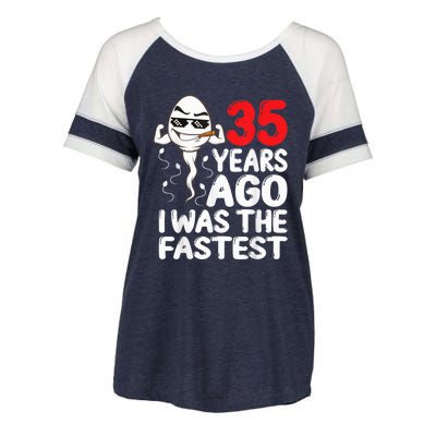  35th Birthday Gag dress 35 Years Ago I Was The Fastest Funny Enza Ladies Jersey Colorblock Tee