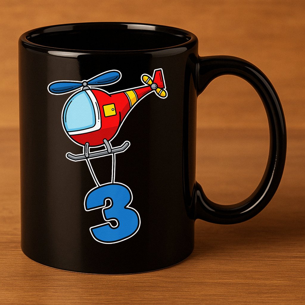 3rd Birthday Gift For A Boy I Funny Helicopter 11oz C Handle Ceramic Mug