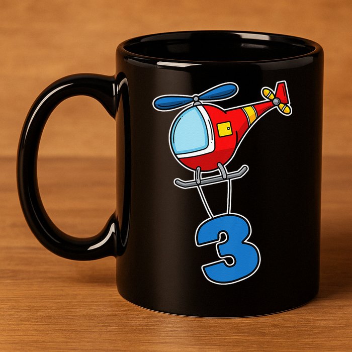 3rd Birthday Gift For A Boy I Funny Helicopter 11oz C Handle Ceramic Mug