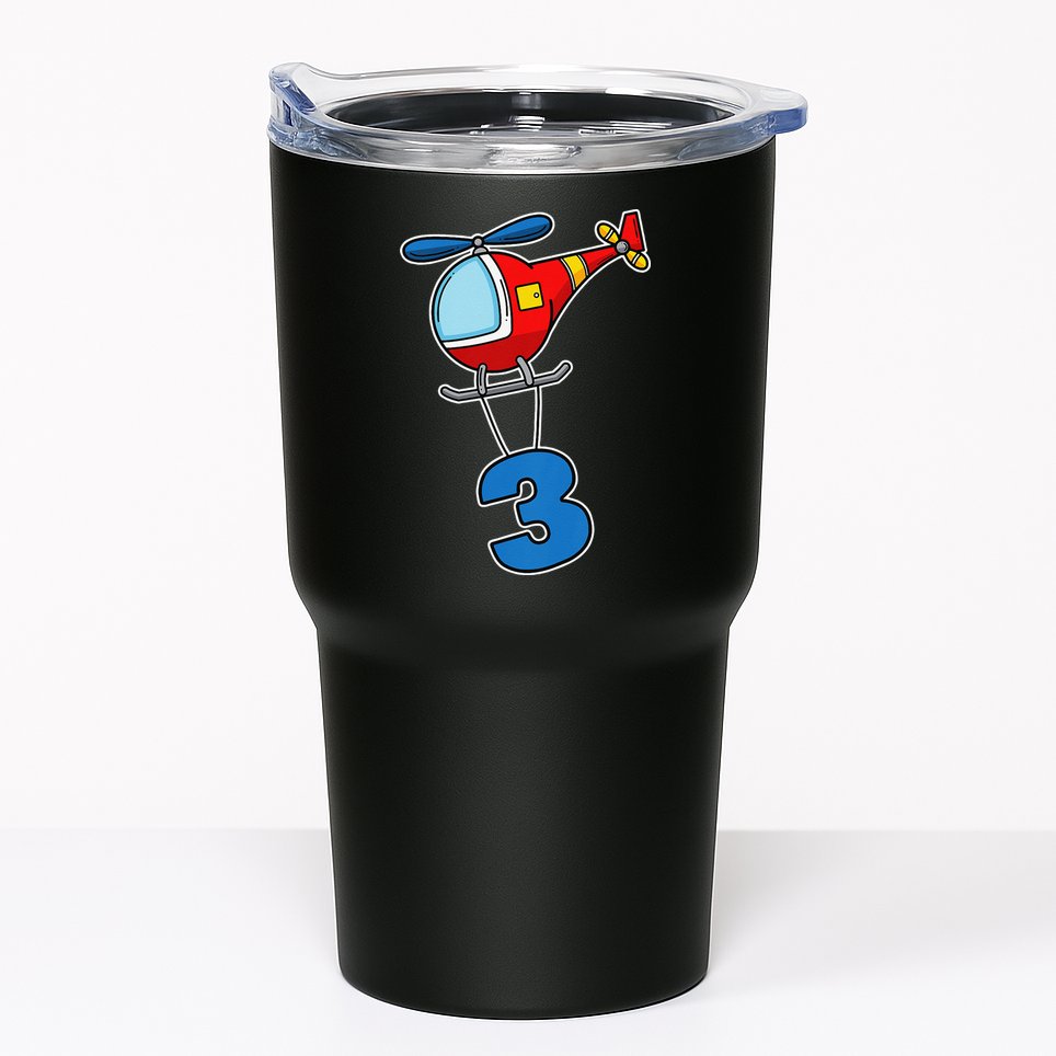 3rd Birthday Gift For A Boy I Funny Helicopter Tumbler
