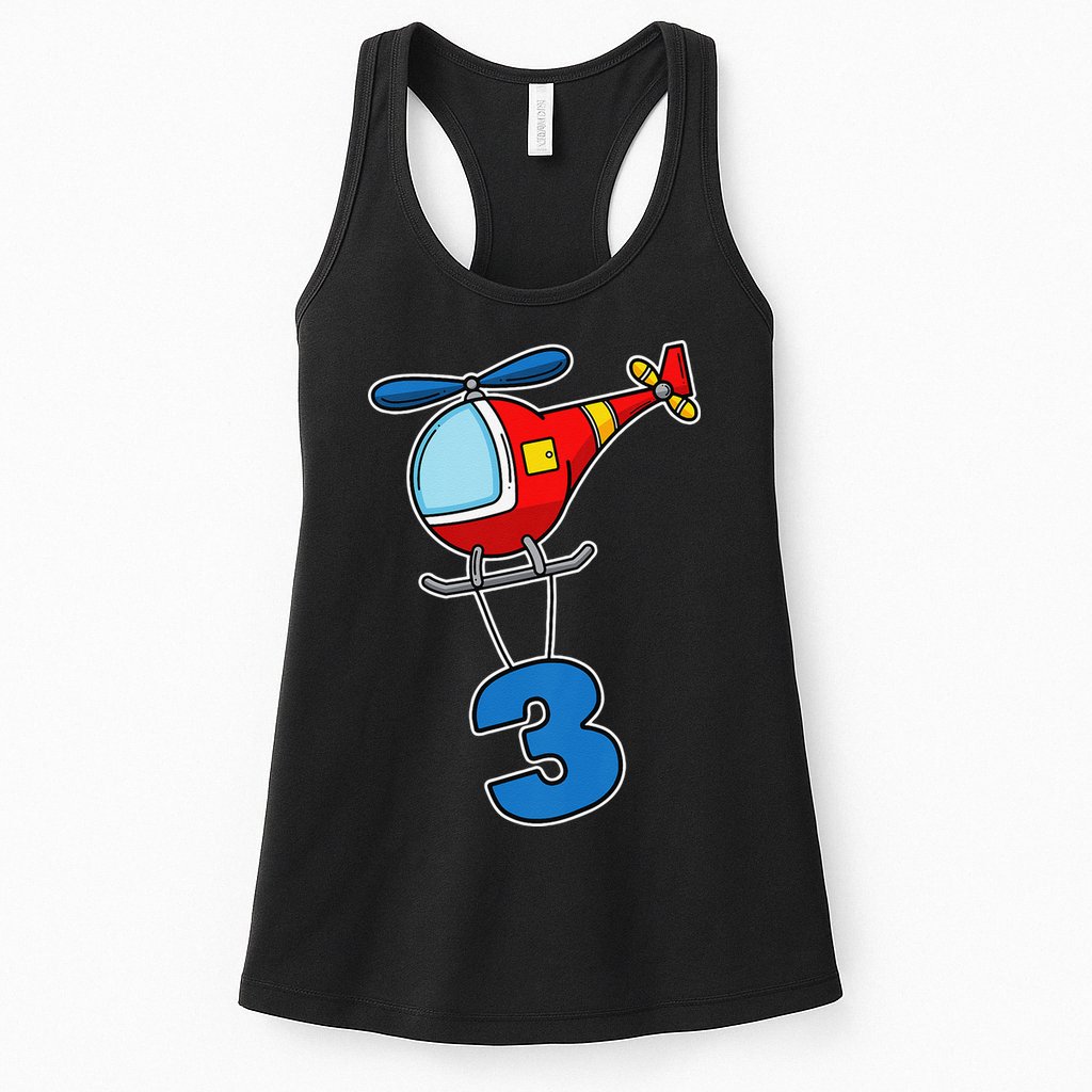 3rd Birthday Gift For A Boy I Funny Helicopter Womens Tank Top