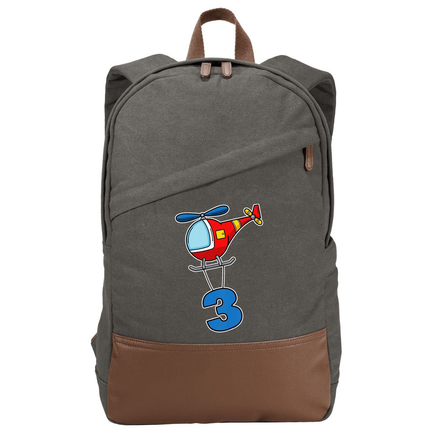 3rd Birthday Gift For A Boy I Funny Helicopter Cotton Canvas Backpack
