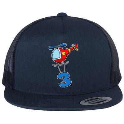 3rd Birthday Gift For A Boy I Funny Helicopter Flat Bill Trucker Hat