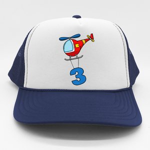 3rd Birthday Gift For A Boy I Funny Helicopter Trucker Hat