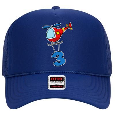 3rd Birthday Gift For A Boy I Funny Helicopter High Crown Mesh Back Trucker Hat