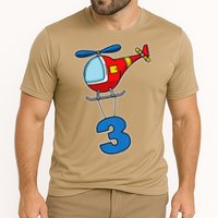 3rd Birthday Gift For A Boy I Funny Helicopter Cooling Performance Crew T-Shirt