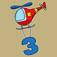 3rd Birthday Gift For A Boy I Funny Helicopter Cooling Performance Crew T-Shirt