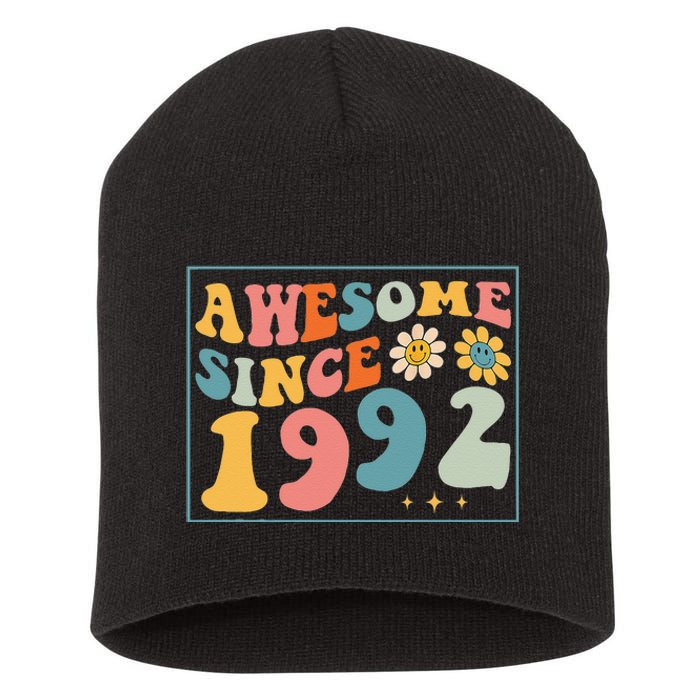 30th Birthday Gifts Awesome Since 1992 30 Years Old Groovy Short Acrylic Beanie