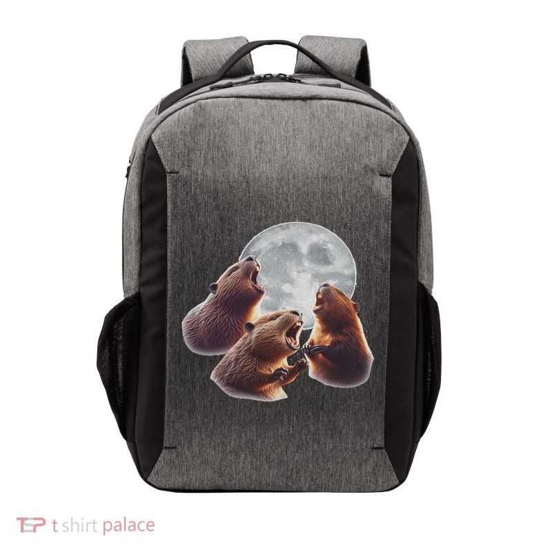 3 Beaver Howling At The Moon Funny Beaver Lover Rodent Vector Backpack