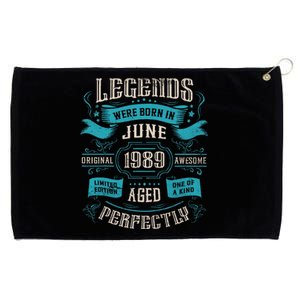 34th Birthday Legends Were Born In June 1989 Grommeted Golf Towel