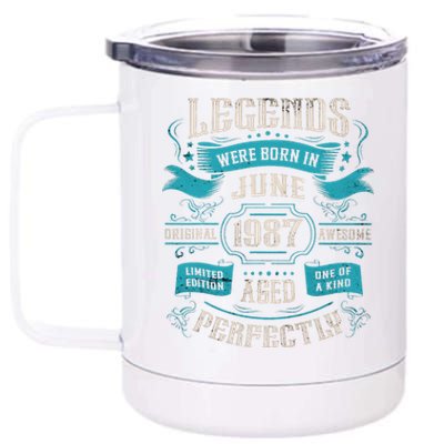 36th Birthday Legends Were Born In June 1987 12 oz Stainless Steel Tumbler Cup