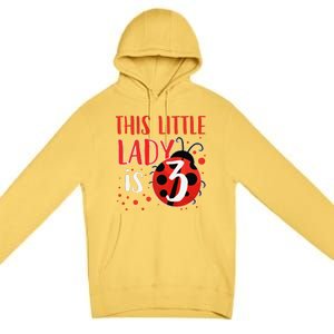 3rd Birthday Ladybug Cute Gift For Three Years Old Premium Premium Pullover Hoodie