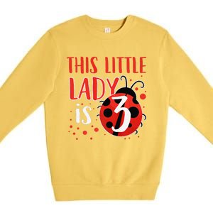 3rd Birthday Ladybug Cute Gift For Three Years Old Premium Premium Crewneck Sweatshirt