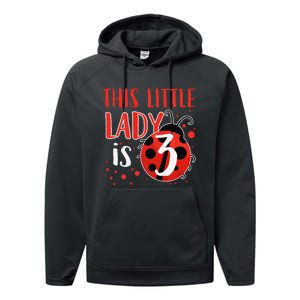 3rd Birthday Ladybug Cute Gift For Three Years Old Premium Performance Fleece Hoodie