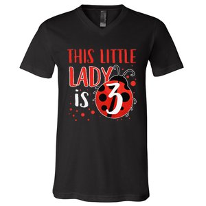 3rd Birthday Ladybug Cute Gift For Three Years Old Premium V-Neck T-Shirt