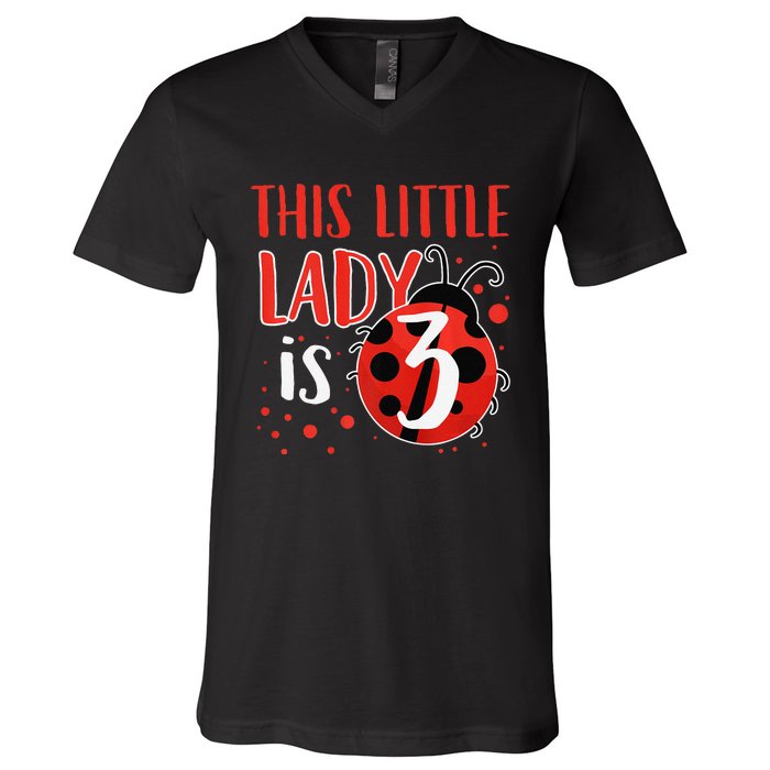 3rd Birthday Ladybug Cute Gift For Three Years Old Premium V-Neck T-Shirt