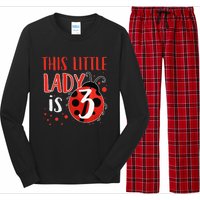 3rd Birthday Ladybug Cute Gift For Three Years Old Premium Long Sleeve Pajama Set